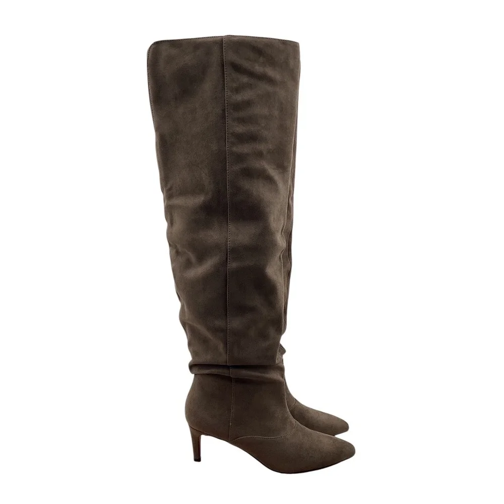 Madden girl Taupe Faux Suede Slouchy Over The Knee Pointed Toe Stiletto Boots
